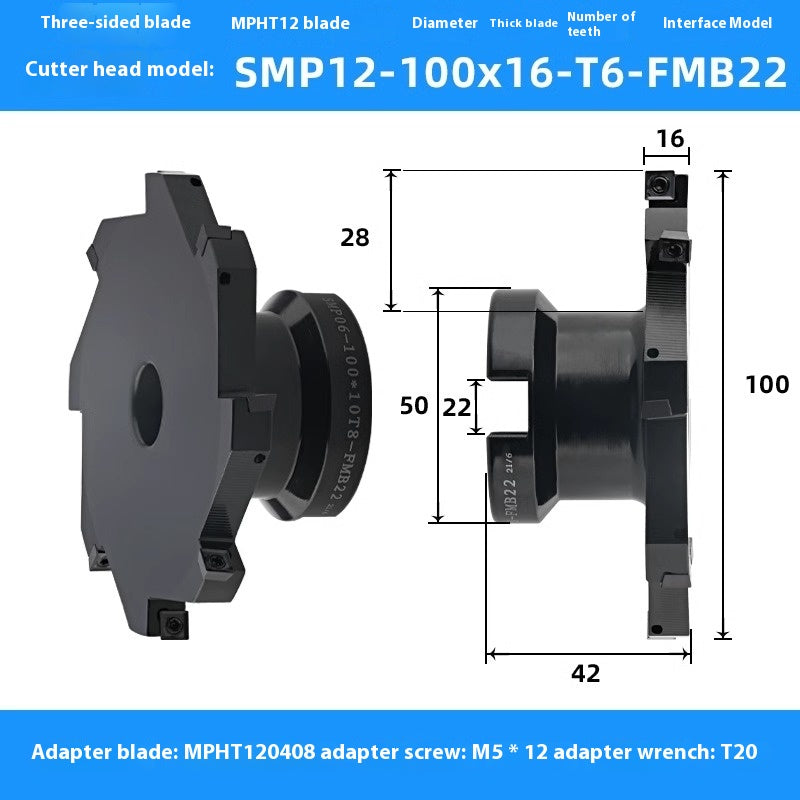 2082-CNC SMP 3 face and face milling cutter head saw blade sleeve indexable milling T-slot cutter head MPHT06 0812 Shandong Denso Pricision Tools Co.,Ltd.